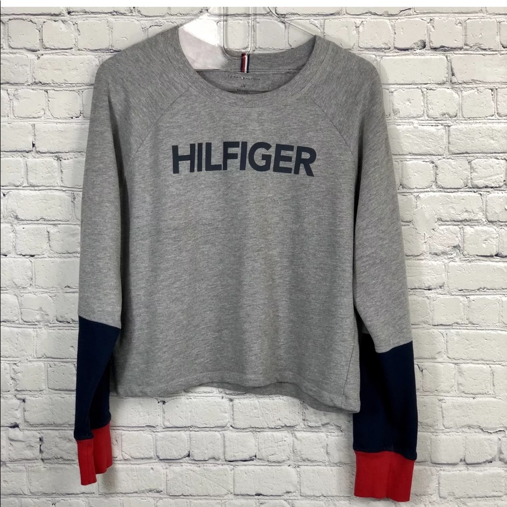Tommy Hilfiger Color-block Gray Sweatshirt SZ L